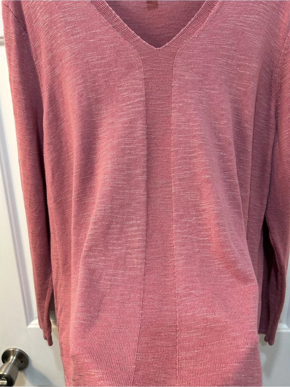 J.‎ Jill Linen Cotton Blend Rose Pink V-neck Sweater Sz XL Petite Feminine Mauve